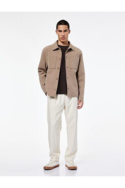 Koton Μακρυμάνικο πουκάμισο με λεπτομέρεια τσέπης με κουμπιά γιακά εφαρμοστό ελαφρύ Μπουφάν