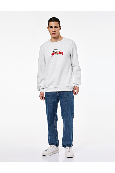 Koton Uzun Kollu Şardonlu Bisiklet Yaka Lisanslı Snoopy Baskılı Sweatshirt