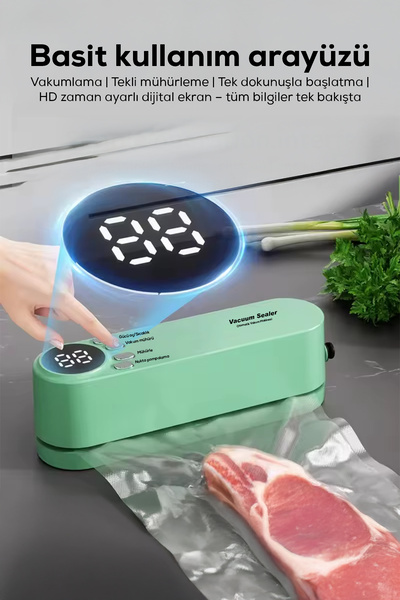 Vacuum Sealer Otomatik Gıda Vakumlama ve Poşet Mühürleme Makinesi- Vakumlu Paketleme Cihazı