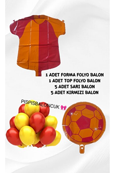 PISPISBALONCUK Galatasaray Temalı Balon Seti Sarı Kırmızı Balon Ve Parti Süsl...