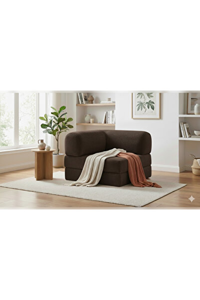 NWİN HOME Linea Mini L Köşe Kadife Fitilli Kanepe Çok Amaçlı Yer Minderi Modül Konfor Berjer 100x100