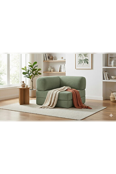 NWİN HOME Linea Mini L Köşe Kadife Fitilli Kanepe Çok Amaçlı Yer Minderi Modül Konfor Berjer 100x100