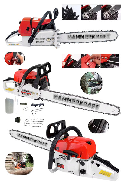 HAMMERKRAFT Japon Teknoloji Çift Egzozlu Benzinli 72 Cc Ağaç Kesim Benzinli H...