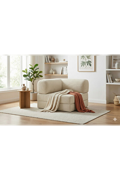 NWİN HOME Linea Mini L Köşe Kadife Fitilli Kanepe Çok Amaçlı Yer Minderi Modül Konfor Berjer 100x100