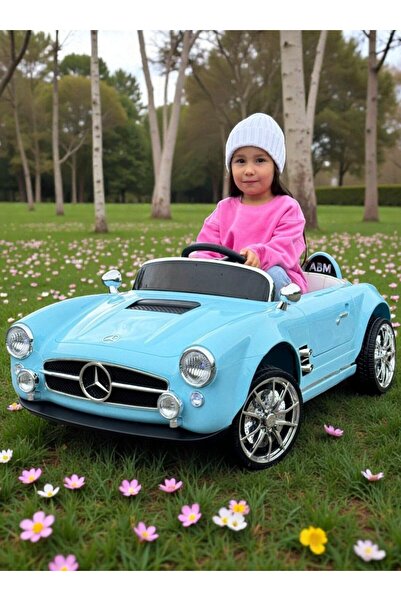 Toybox سيارة كهربائية للأطفال بتصميم كلاسيكي مع أبواب قابلة للفتح (أزرق)