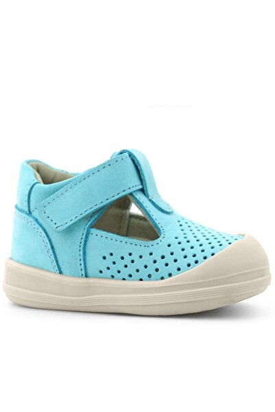 Rakerplus Shaun Genuine Leather Blue White Velcro Anatomical Baby Sandals