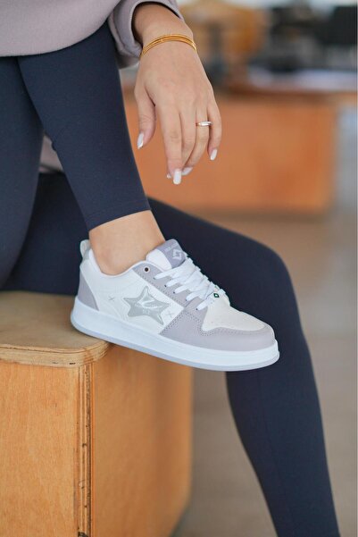 SOLAZER Women's White Gray Sneaker Daily Comfortable Sports Shoes 051