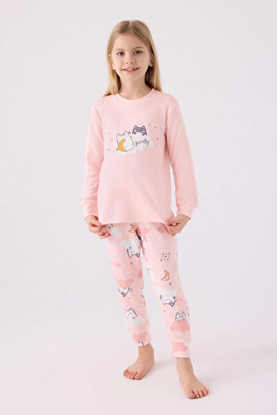 Rolypoly Kız Çocuk Pembe Uzun Kol Pijama Takım