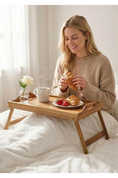 HomeTarz Acacia Tray - Tray with Retractable Legs - 50X30 cm