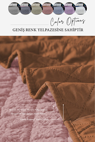 Evlen Home Collection Premium Plush Single Multi-Purpose Bedspread 160X220 Double-Sided Soft Blanket Powder Salmon