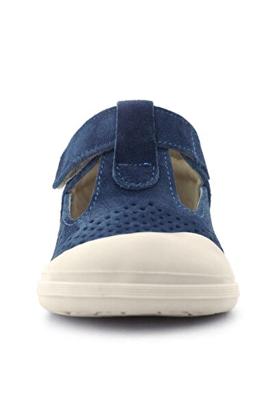 Rakerplus Shaun Genuine Leather Navy Blue White Velcro Anatomical Baby Sandals