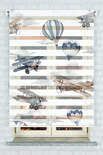 akel collection Uçak ve Balon Desenli Baskılı Zebra Stor Perde - Çocuk Odası ...