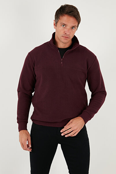 Buratti Cotton Regular Fit Half Zipper Stand Collar Sweater Men's Sweater 456112