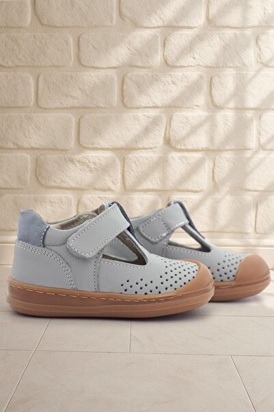 Rakerplus Shaun Genuine Leather Light Gray Velcro Anatomical Baby Sandals