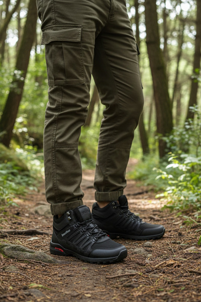 LETAO Μαύρα χειμερινά ανδρικά παπούτσια πεζοπορίας ανθεκτικά στο κρύο