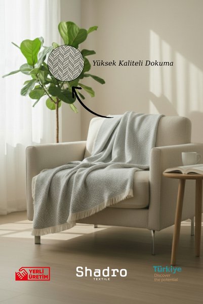 Shadro Textile Double-Sided Cotton Sofa, Armchair, Lounge Chair Cover Shawl / Stylish Design 170x210