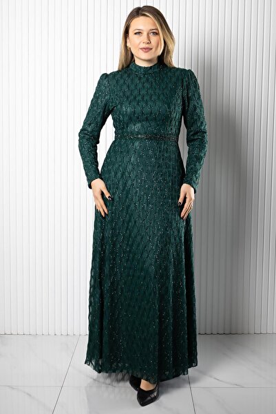 SUBU TASARIM Lina Evening Dress Green Tbselb80