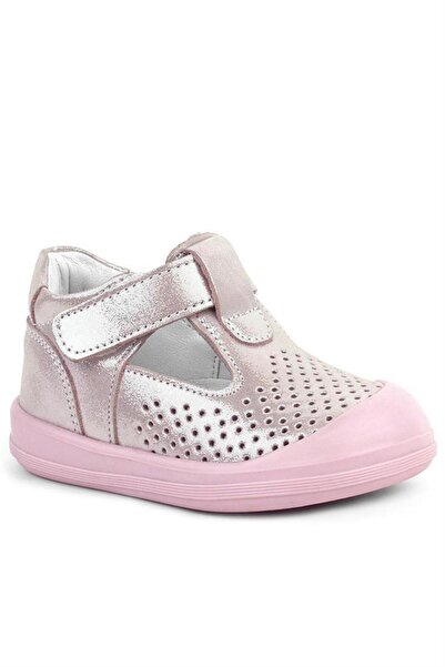 Rakerplus Shaun Hakiki Deri Pembe Simli Cırtlı Anatomik Bebek Sandalet Ayakkabı