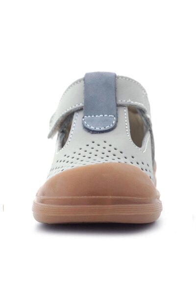 Rakerplus Shaun Genuine Leather Light Gray Velcro Anatomical Baby Sandals