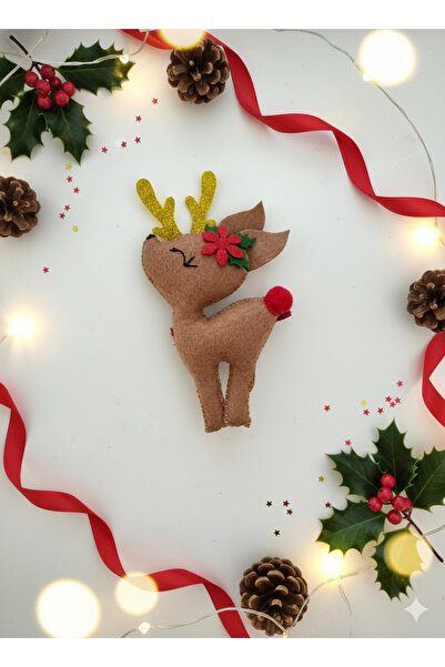 Eliya Clips Handmade Stuffed Felt Deer Figure Christmas Children's Buckle with Clip