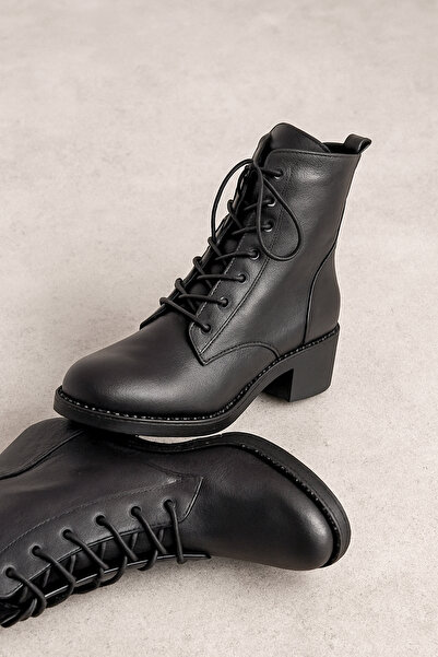 DERİMİSS Cizme de damă din piele naturală neagră, rezistente la frig, cu talp...