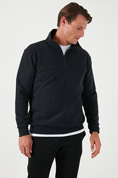 Buratti Cotton Regular Fit Half Zipper Stand Collar Sweater Men's Sweater 456112