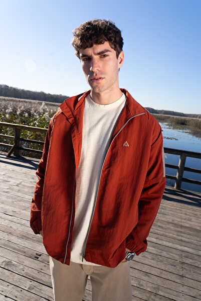 BARRELS AND OIL Men's Stand Collar Thick Sleeve Piping Jacket - Tile