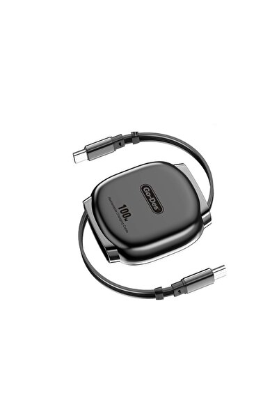 Go-Des GD-UC682 Type-C to Type-C Makaralı Data ve Şarj Kablosu 100W Siyah