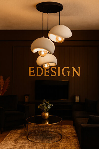 EDESİNG Moon Light Evo 3 Lü Sarkıt Avize Rustik E27 Modern Avize Bohem Beton ...