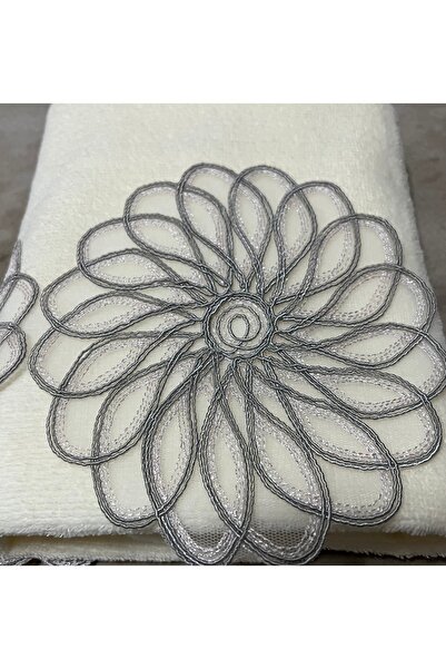 Çeyiz Bahçesi Cremă pentru prosoape de mână din catifea Kure 50 × 90