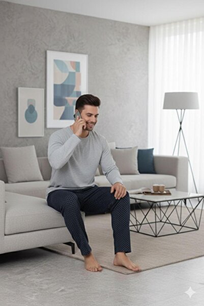 Sude HOMEWEAR Ανδρικό σετ πιτζάμες με μακρυμάνικο καρό