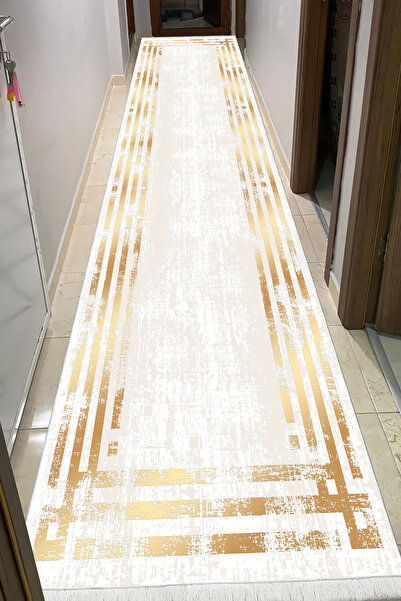 VOPTEKS Gold Yolluk Salon Antre Halısı Makinede Yıkanabilir Halı Kaymaz Taban...