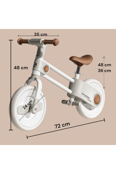 OEM Balance bike for children, height-adjustable saddle, EVA foam wheels, 2-5 years, white-brown