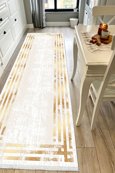 VOPTEKS Gold Mutfak Halısı Makinede Yıkanabilir Halı Kaymaz Taban Halı
