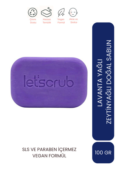 LET'SCRUB Zeytinyağlı Doğal Sabun Lavanta Kokulu Rahatlatıcı Ve Koruyucu 100 Gr