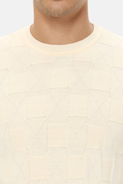 D'S Damat Ds Damat Regular Fit Ecru Wool Blend Sweater