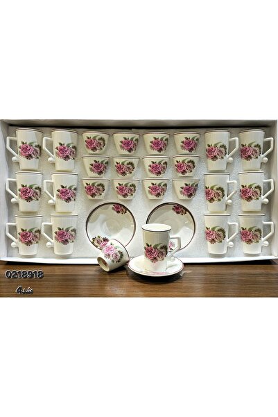 AL OSTORAH 36-piece ceramic tea and coffee set, classic floral design