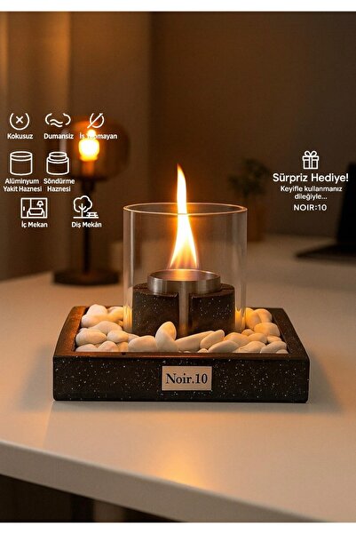 NOİR:10 Luxe Edition Eclipse Masaüstü Bioethanol Uyumlu Şömine – Siyah Granit...