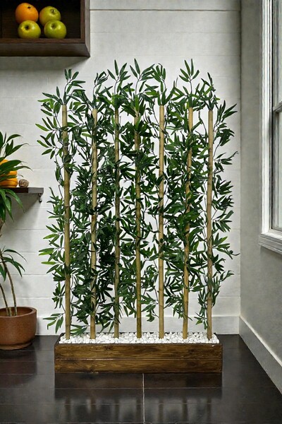 Fupe Shop Yapay Çiçek 100 Cm Doğal Ahşap Saksı Kalın Bambu 180 Cm Yükseklik S...