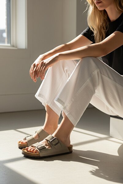 Land of Cork Παντόφλες σόλας Albus Taupe Suede Cork