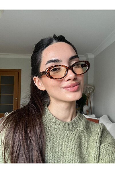 funeyes Leon Cat Eye Klasik Retro Leopar Popüler Mavi Işık Korumali Blue Block Şeffaf Gözlük _optik uyumlu_