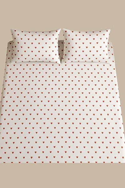 Mamcrazy Amour Red Heart 100% Cotton Fitted Sheet Set (Single, Extra Deep 30 cm)