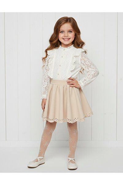 By Piera Fusta pentru copii din material Dabil cu talie elastică 0881