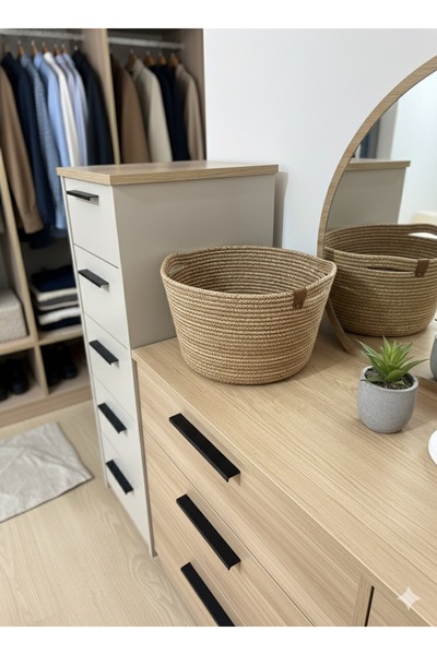 VELLORA HOME سلة تنظيم متعددة الأغراض من الخيزران، أزرق بلون الكوبالت ılık، م...