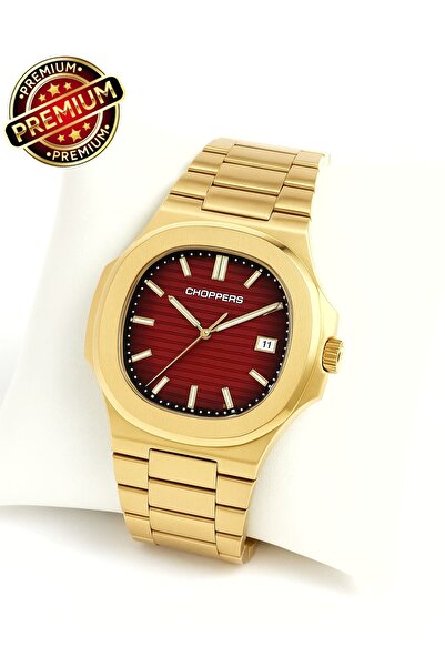 arpat time saat aksesuar Premium, Eşref Single Calendar Red Dial, Steel Men's Watch