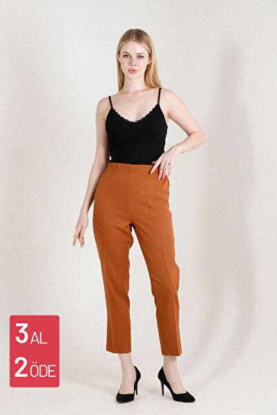 Balenbi Ψηλόμεσο 1005 Model Lycra Tan Γυναικείο Παντελόνι - Καρότο