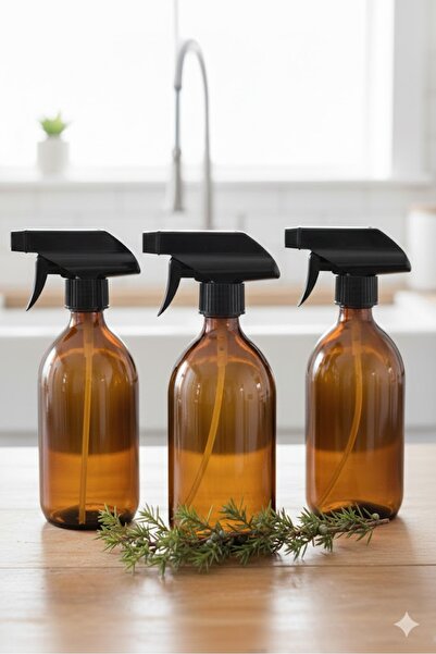 Juniberry 3 Adet Çok Amaçlı Boş Amber Kahverengi Sprey Başlıklı Cam Şişe Fıs ...