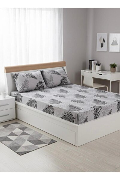 üntaş New Gray Feather King Size Double Elastic Sheet 2 Pillow Case Ecyenigritüy80