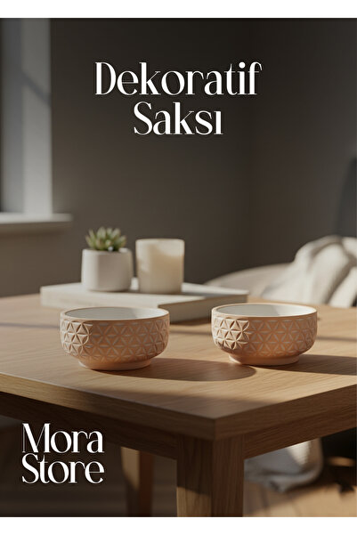 mora store 2 Li Krem Set Saksı