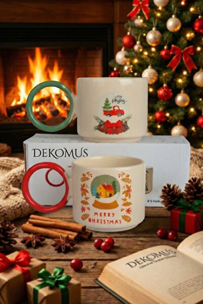 DEKOMUS Happy New Year Series of 2 Mug Set with Special Box for New Year and Christmas